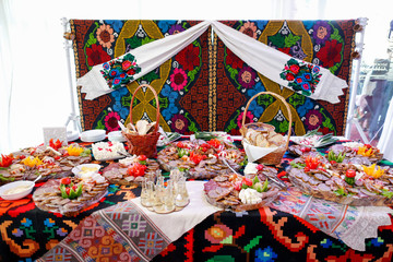 Fototapeta na wymiar table with traditional finger food