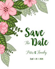 Vector illustration beautiful green leafy flower frame for wedding invitation card