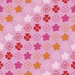 Seamless floral pattern. Pink background. Vector illustration.