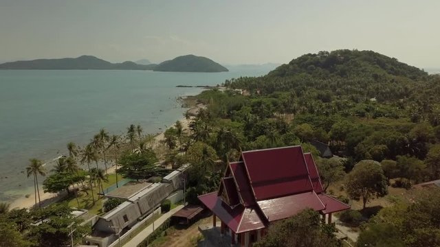 Temple Site 3b - Drone - Koh Samui - Thailand-Temple pass by Drone - Koh Samui - Thailand - Laem Sor Pagoda - Bang Kao Beach