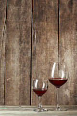 Glass of Wine on The Wooden Table
