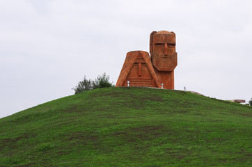 Monument called "We are our Mountains" in Stepanakert city, the capital of Nagorno-Karabakh (Artsakh) region.
