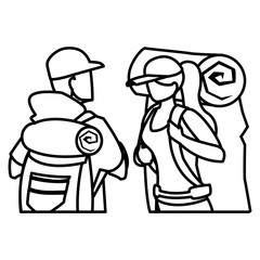 adventurous couple with travelbag