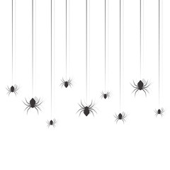 Hanging spiders. Halloween sing design vector set