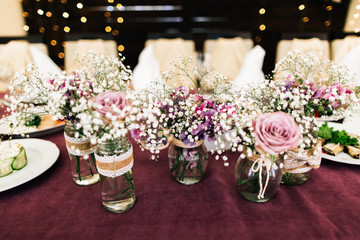 Wedding table decorated with flowers