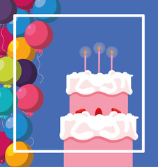 sweet cake birthday with balloons helium