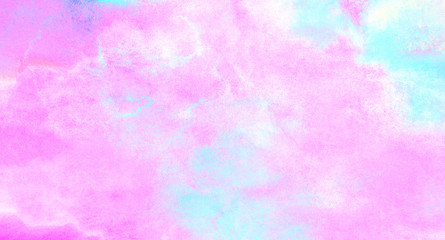 Ink effect grungy smooth wet pastel light pink, purple and blue shades watercolor paper textured illustration for creative design. Fantasy aquarelle background for vintage card, retro templates