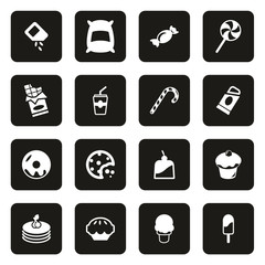 Sugar or Sugar Food Icons White On Black