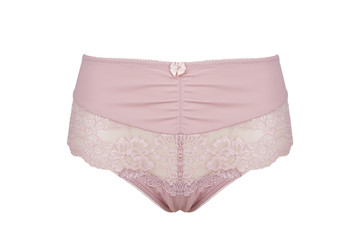 Beautiful female panties pink isolated on white background. Sexy underwear