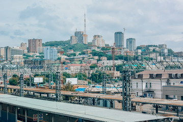 Vladivostok, Russia-August 15, 2015: platform station, railway station