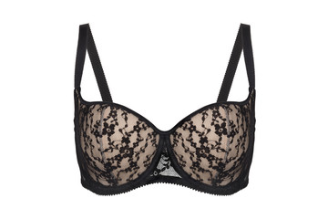 Beautiful yellow black bra isolated on white background