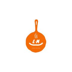 LM Logo with pan food concept. Can be adapt for Culinari Brand.