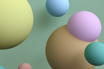 Colorful Minimalist geometrical abstract background, pastel colors, 3D render, trend poster, Illustration.