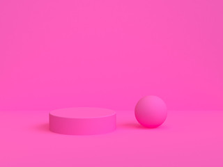 Pink Colorful Minimalist geometrical abstract background, pastel colors, 3D render, trend poster, Illustration.
