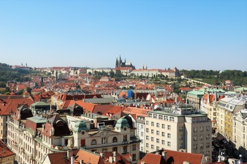 旧市街広場から望むプラハ城