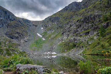 beautiful summer landscape in the Altai mountains overlooking the lake