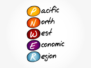 PNWER - Pacific Northwest Economic Region acronym, business concept background