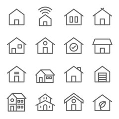 Home Icon Set. Contains such Icons as House, Property, Church, Garage, Smart Home and more. Expanded Stroke