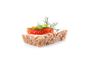 Tasty canape on white background