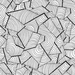 Black and white wave pattern, geometric background, seamless vector