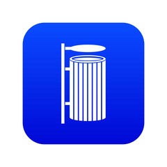 Public trash can icon digital blue for any design isolated on white vector illustration