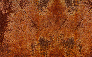 Rusty yellow-red textured metal surface. The texture of the metal sheet is prone to oxidation and corrosion. Textured background in grunge Style