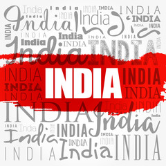 India wallpaper word cloud, travel concept background
