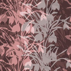 Watercolor, Primrose, Snowdrops, Seamless Pattern.