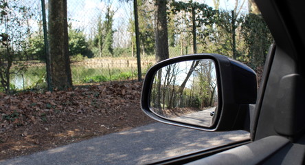 Specchietto retrovisore dell'auto in Primavera