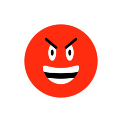 Angry face Emoji icon. Funny Emoticon circle symbol. Angry, devil and Sarcastic Face. For mobile keyboard app, messenger. Expressive cartoon avatar on white background.