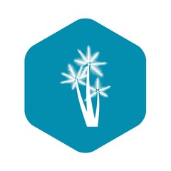 Naklejka premium Three tropical palm trees icon in simple style isolated on white background. Flora symbol