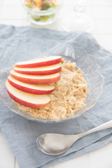 Oatmeal and sliced ​​apples