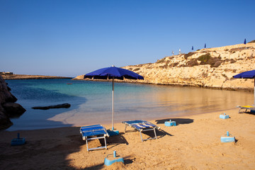 Fototapeta na wymiar View of Cala Madonna beach in the summer season