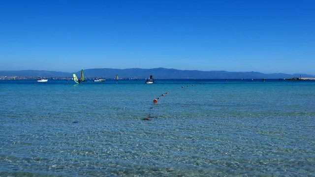 Sea In Sardinia Sport Sailing Surfing Windsurf Kitesurfing Rowing Sup Sailboat Video 4K