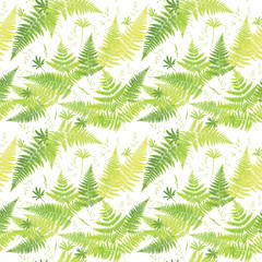 Fern leaf drawing seamless pattern on white. Floral background for textile, fabric, wallpapers, covers, print, decoupage. Forest pacifying ornament.