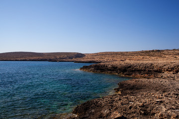 View of Lampedusa coast in the summer season