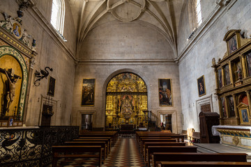 Sept 2018 - Segovia, Castilla y Leon, Spain - A small chapel inside of Segovia  Cathedral. It was the last gothic style cathedral built in Spain, during the sixteenth century.