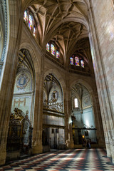 Fototapeta premium Sept 2018 - Segovia, Castilla y Leon, Spain - Segovia Cathedral interiors. It was the last gothic style cathedral built in Spain, during the sixteenth century.