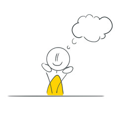 Figur träumt, denkt nach