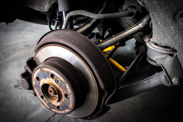 Disassembled wheel for repair or maintenance disk brake and caliper brake for safe driving