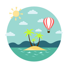 Fototapeta na wymiar illustration tropical island ocean landscape