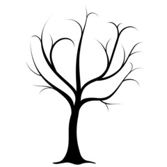 Black silhouette of a tree without leaves
