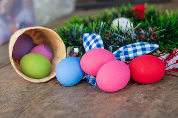 Close up of colorful Easter eggs