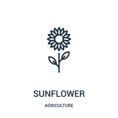 sunflower icon vector from agriculture collection. Thin line sunflower outline icon vector illustration. Linear symbol for use on web and mobile apps, logo, print media.