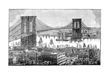 New York city. Engraving illustration