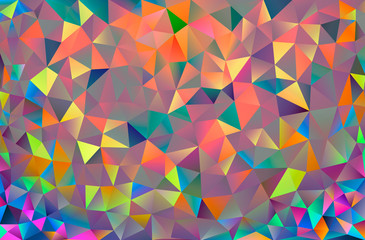 Triangular low poly, rainbow, multicolor, glow, holiday, celebration mosaic pattern background, Vector polygonal illustration graphic, Creative, Origami style with gradient