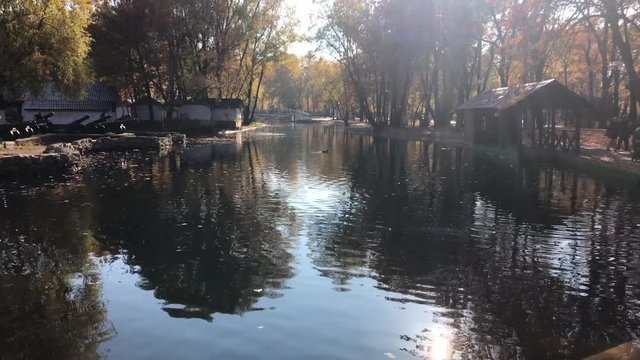 RUSSIA, SAMARA, October 14, 2018, Lake in Park Gagarin autumn