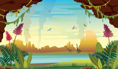 Dinosaurs and prehistoric nature. © Natali Snailcat