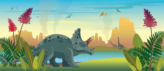 Dinosaurs and prehistoric nature. © Natali Snailcat