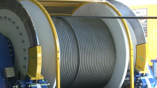 Large drum with wire winding on for mines